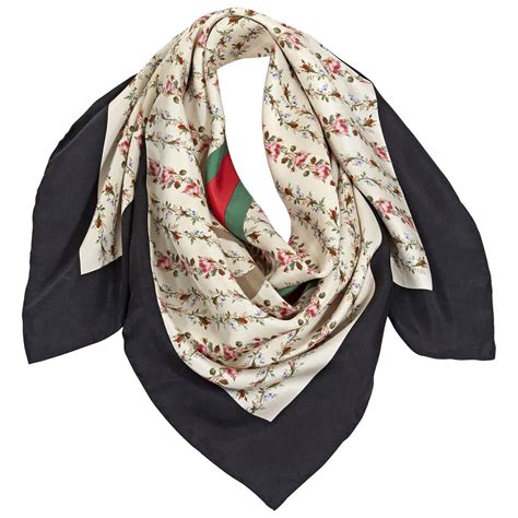 gucci silk scarf black roses insects